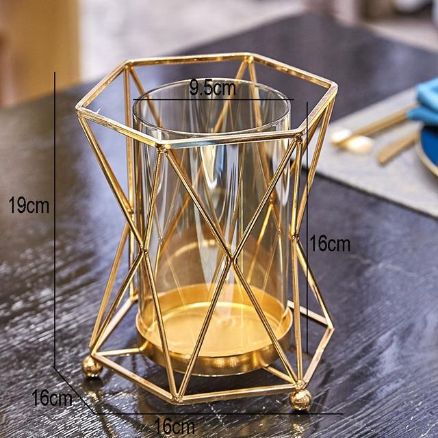 Goldene Vase Metall Blumen Topf Blumen Blumenarrangement Überzogene Legierung Glas Vasen Schreibtisch Dekoration Moderne Luxuriöse Wohnkultur 14.5×14.5