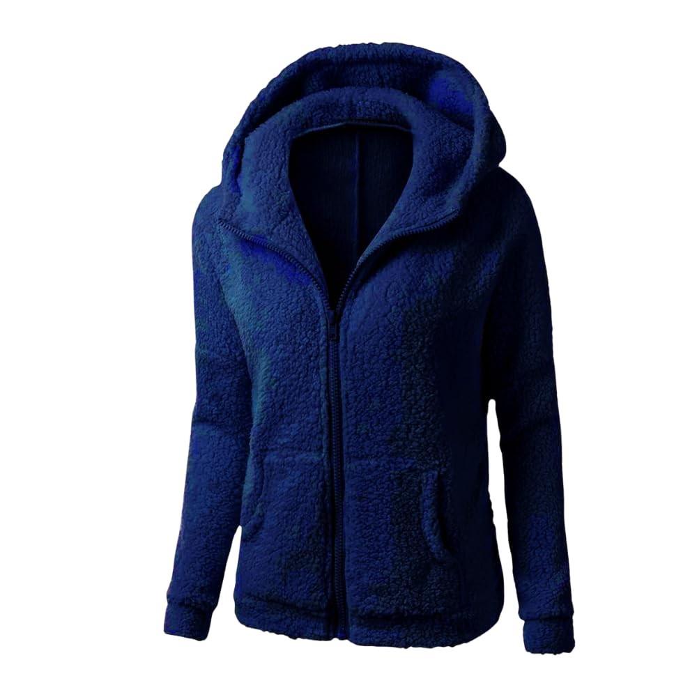 Leichtes Damen-Sweatshirt mit Kapuze, Wintermantel, warm, Reißverschluss, Oberbekleidung, Damen-Oberbekleidung, Kapuzenpullover L dunkelblau