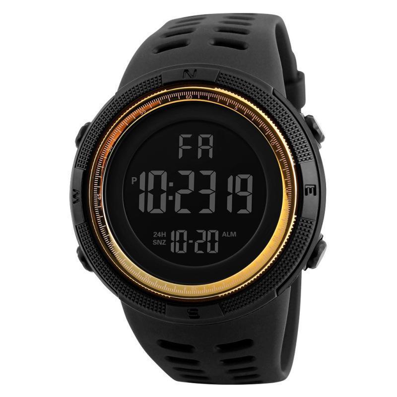 Trendiger Unisex-wasserdichter Wecker, hochwertige Damen-Multifunktionsuhren, digitale LED-Uhr, Chrono, Outdoor, 5 Bar, Herren, Militär, Sport gold