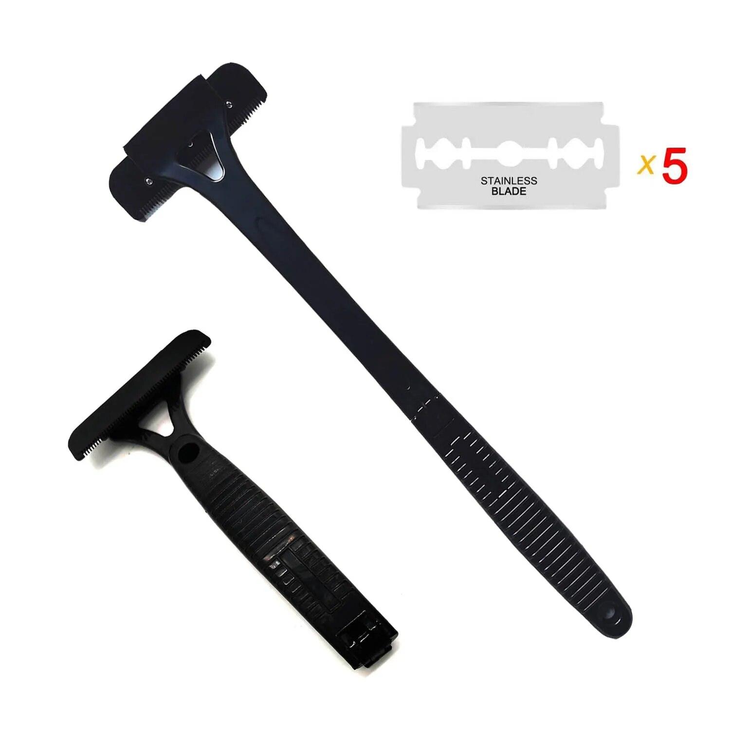 Sicherheit Männer Lange Griff Folding Rasiermesser Körper Rasierer Zurück Haar Trimmer Körper Bein Zurück Rasierer rasierer Epilierer Haar Entfernung werkzeug schwarz