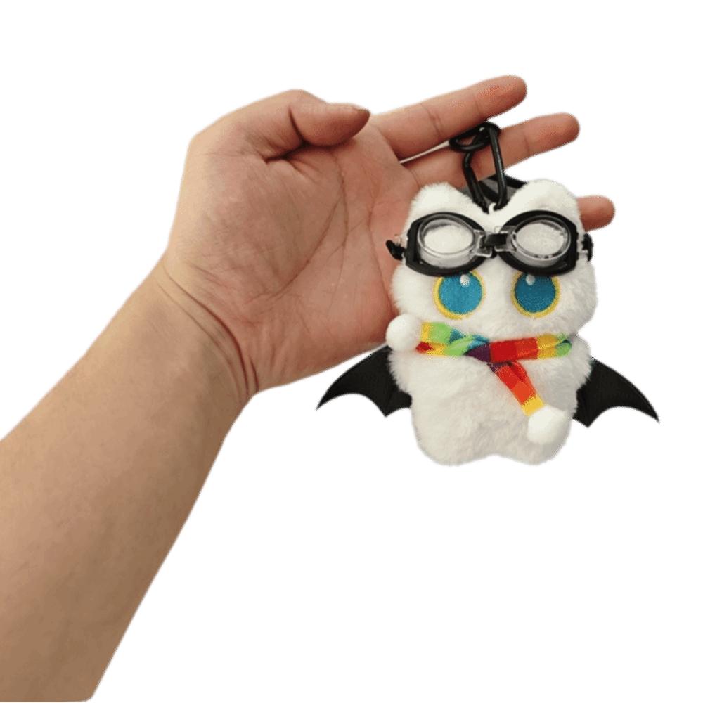 Niedliches Großäugiges Schwarzes Katzen Plüsch Schlüsselanhänger Stofftier Weiches Cartoon Flügel Kätzchen Puppe Anhänger Mini Kleiner Teufel Auto Schlüsselanhänger Kinder Geschenk