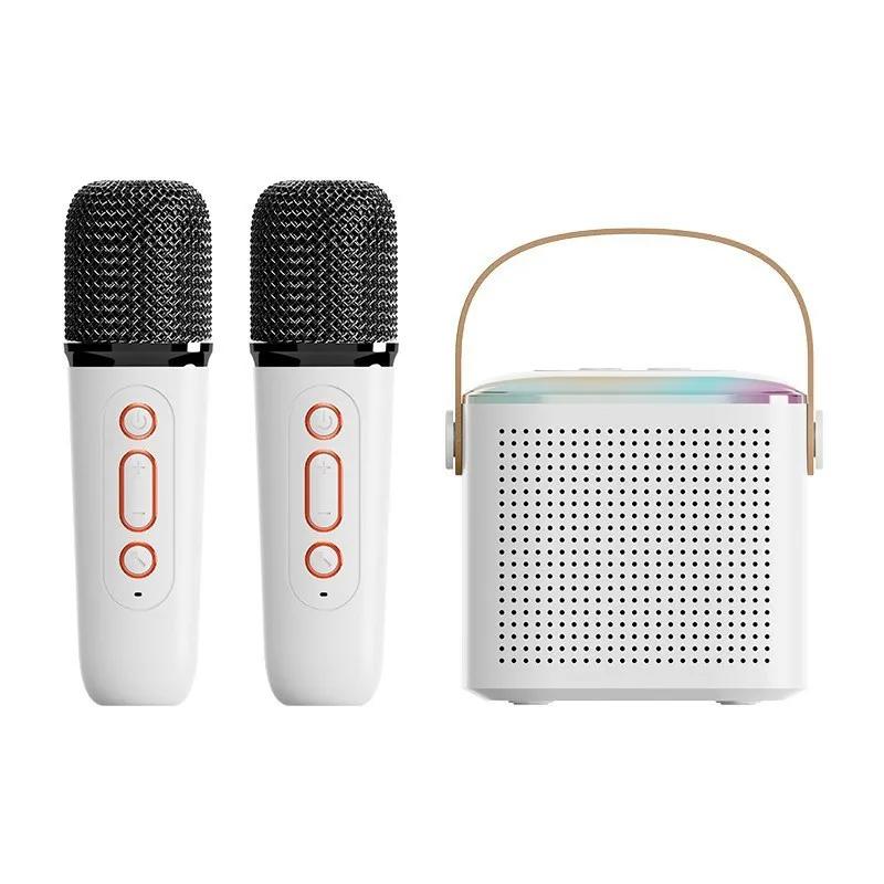 Y1 Mikrofon Karaoke Maschine Bluetooth Lautsprecher 5.3 System mit 2 drahtlosen Mikrofonen RGB Licht Home Familie Gesang Lautsprecher Kind Geschenk White 2 Mic