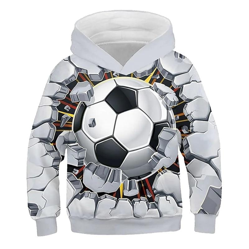 2023 herbst Winter Kinder Jungen Hoodie Langarm 3D Druck Fußball Mädchen Freizeit Sweatshirt Täglichen Aktive mode Streetwear Sport 140