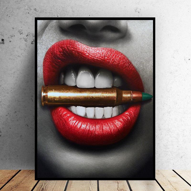 Rote Lippen mit Geld-Zitat-Poster, Druck, Wandkunst, Bild, Diamant-Gemälde, Heimdekoration 20X30CM