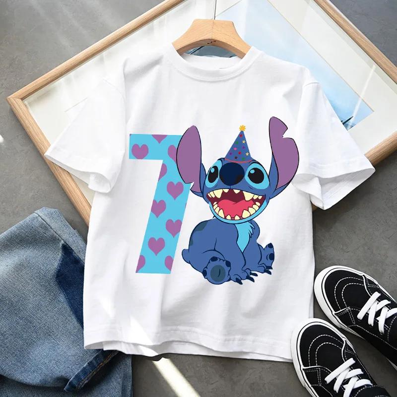 Kinder 1-9 Geburtstag Kinder T-Shirts Baby Party Nummer Shirt Kleidung Süßes Engel Tee Mädchen Junge Kurzarm Kleidung Oberteil Geschenk 130 blue