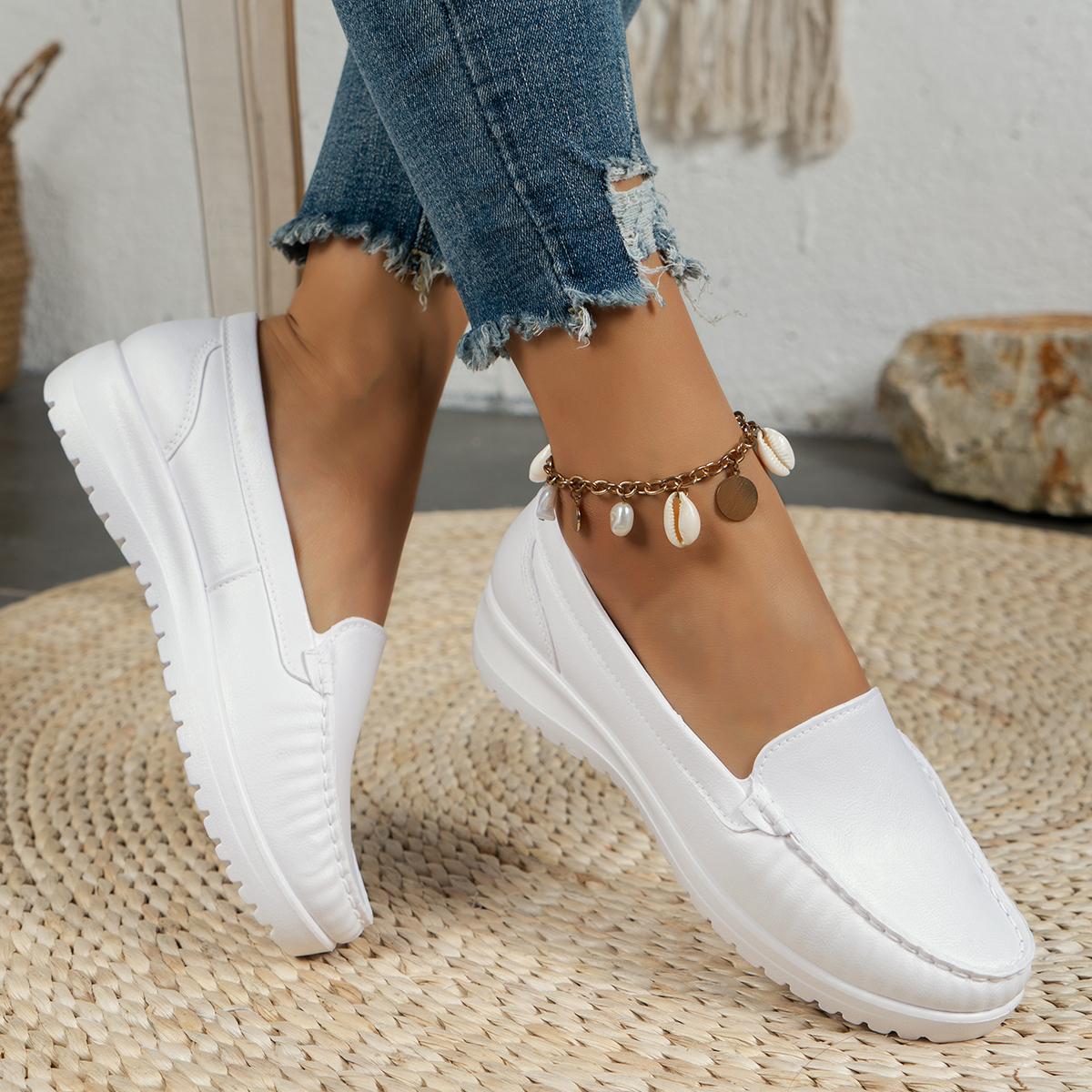 Herbst Krankenschwester Schuhe Frauen Bequeme Weiche Sohle Atmungsaktiv Rutschfeste Flache Ferse Dicke Sohle Arbeit Kleine Weiße Einzelschuhe 36 brown