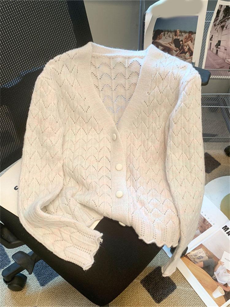 V-Ausschnitt Damen Strickjacke Herbst Winter Neue Mode Langarm Strickjacke Beiläufige lose Einreiher Pullover One Size rosa