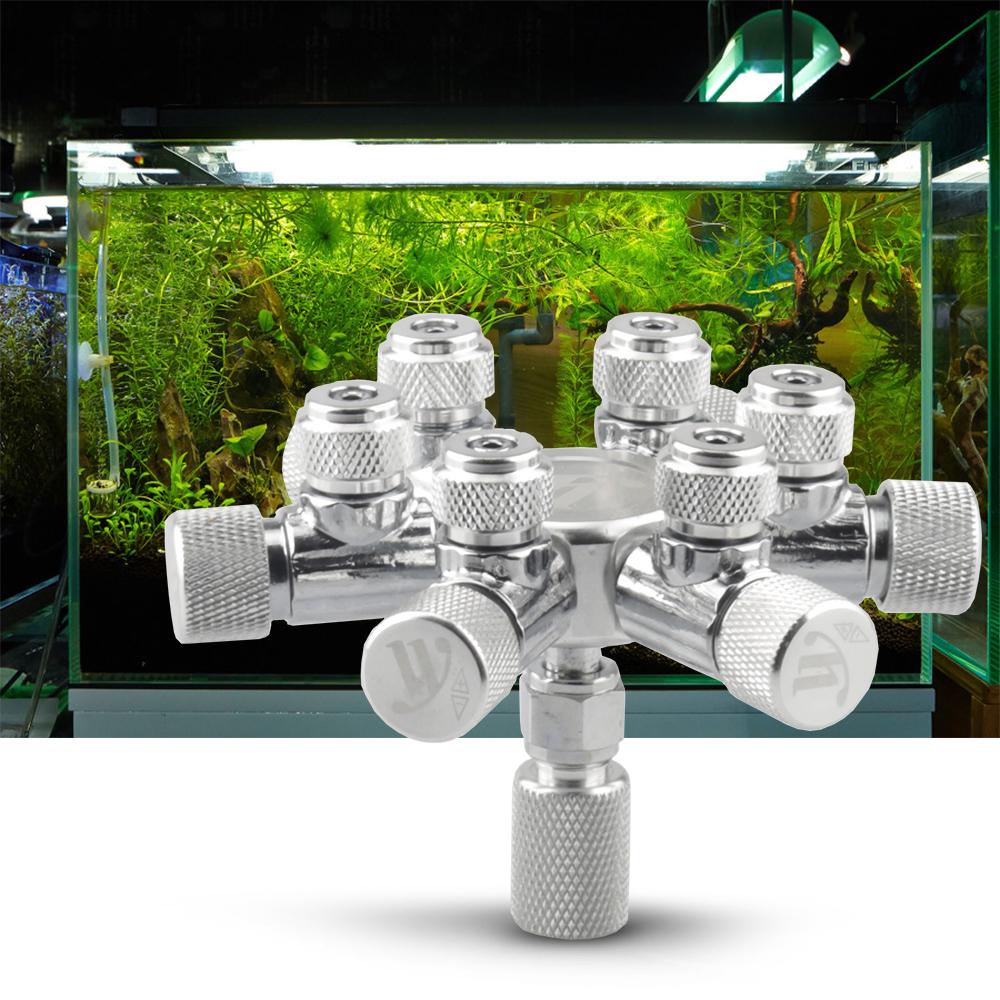 Aquarium-Tank-CO2-Splitter-Regler, Verteilernadel, Feineinstellventil für CO2-Regler mit 6-Wege-Ausgängen 6 Way Outlets