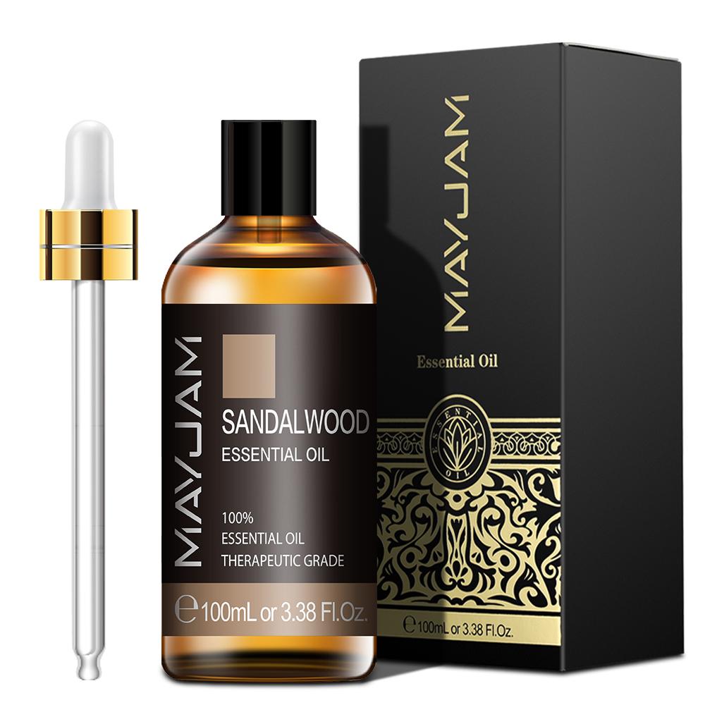 MAYJAM 100 ml ätherisches Lavendel-Eukalyptus-Zimt-Pflanzenöl für Spa-Massage, Hautpflege, Luftreiniger, Luftbefeuchter, Aromatherapie, Rosen-Teebaumöl Sandalwood