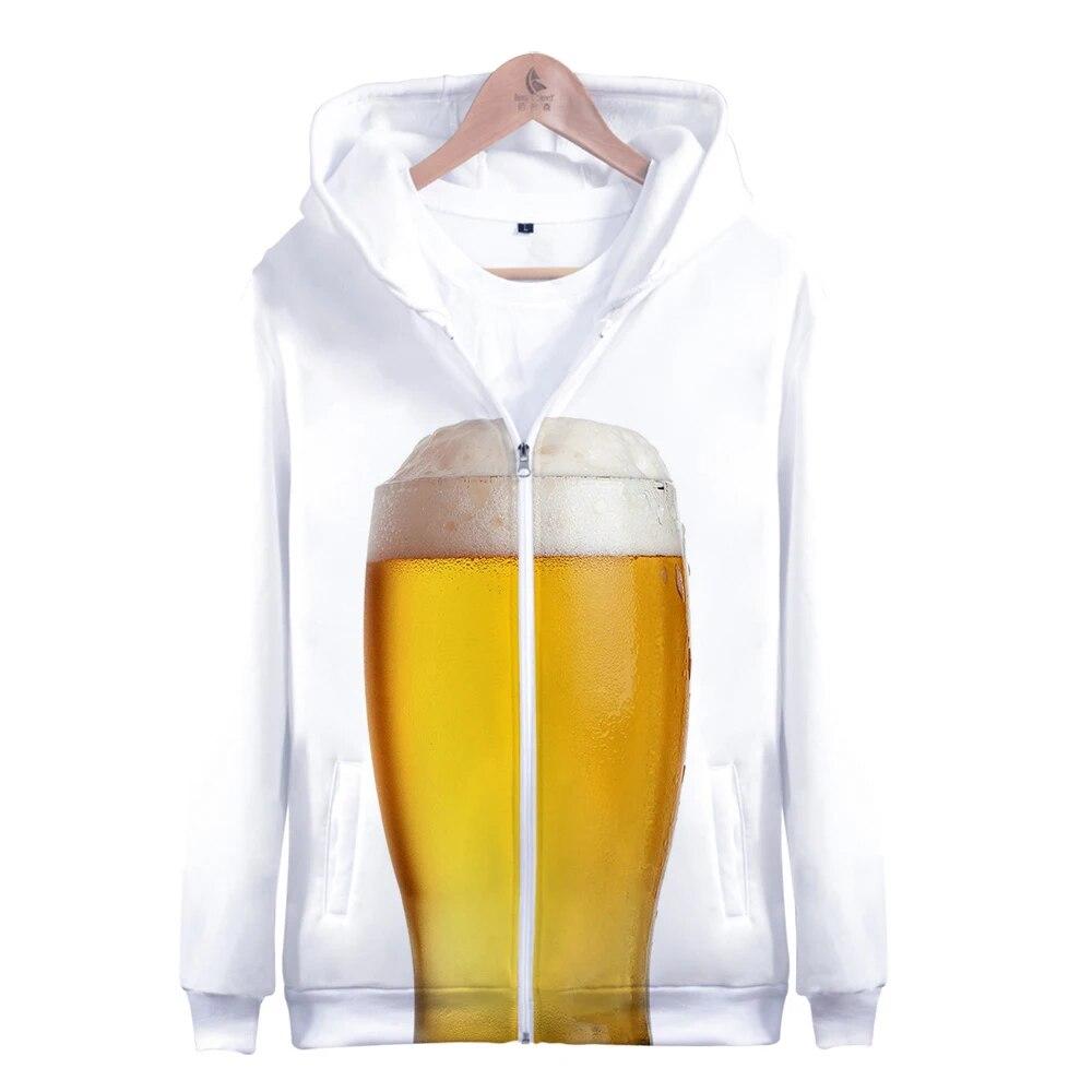 Heißer Verkauf Bier tag 3D Neue Kleidung Casual Langarm Zipper Hoodies Casual Männer/Frauen Mode Coole Kleidung sweatshirts tops XXL
