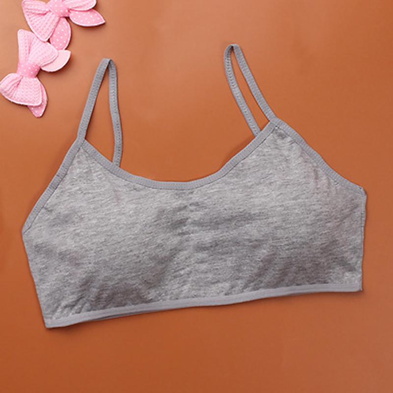 Mädchen weiche Unterwäsche Baumwolle BHs Kinder Sport Teenager Kinder einfarbige Tanktops grau