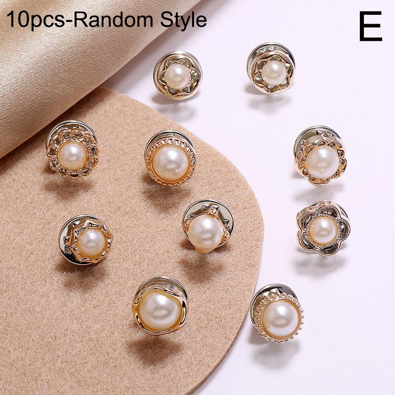 10 Stücke Frauen Kreative Schalknopf Schmuck Zubehör Strickjacke Kragen Geschenke Brosche Broschen Imitation Perle Kristall Corsage E