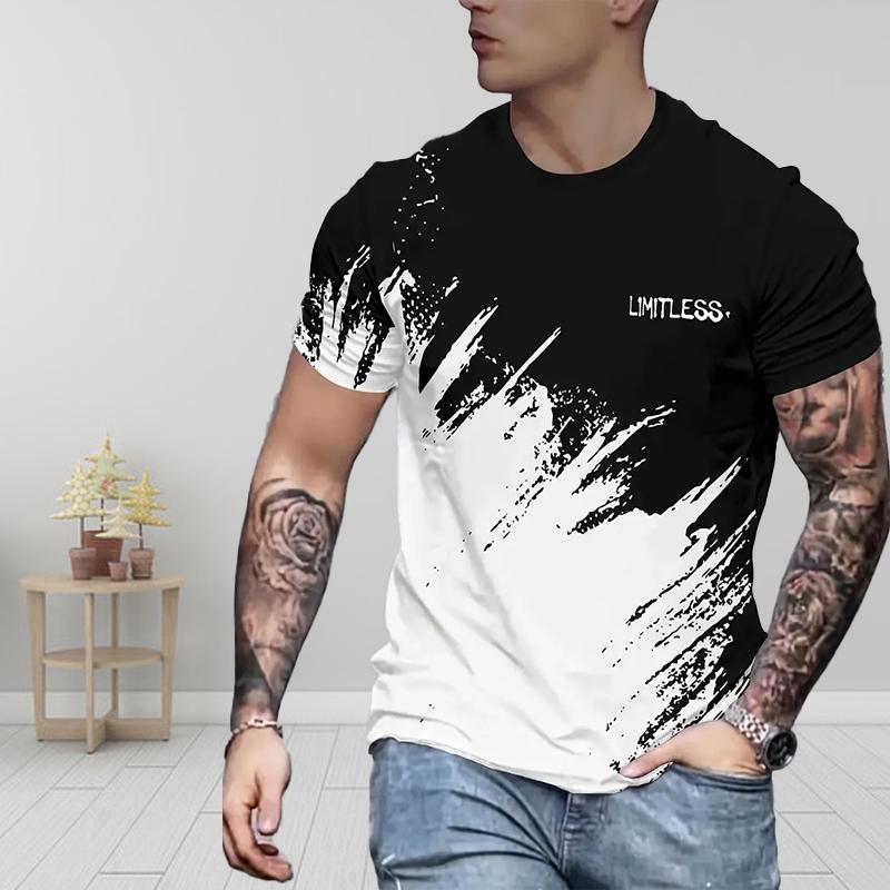 Neues Sommer Herrenmode T-Shirt Persönlichkeit Farbkontrast Bedrucktes Herren T-Shirt Top XS weiß