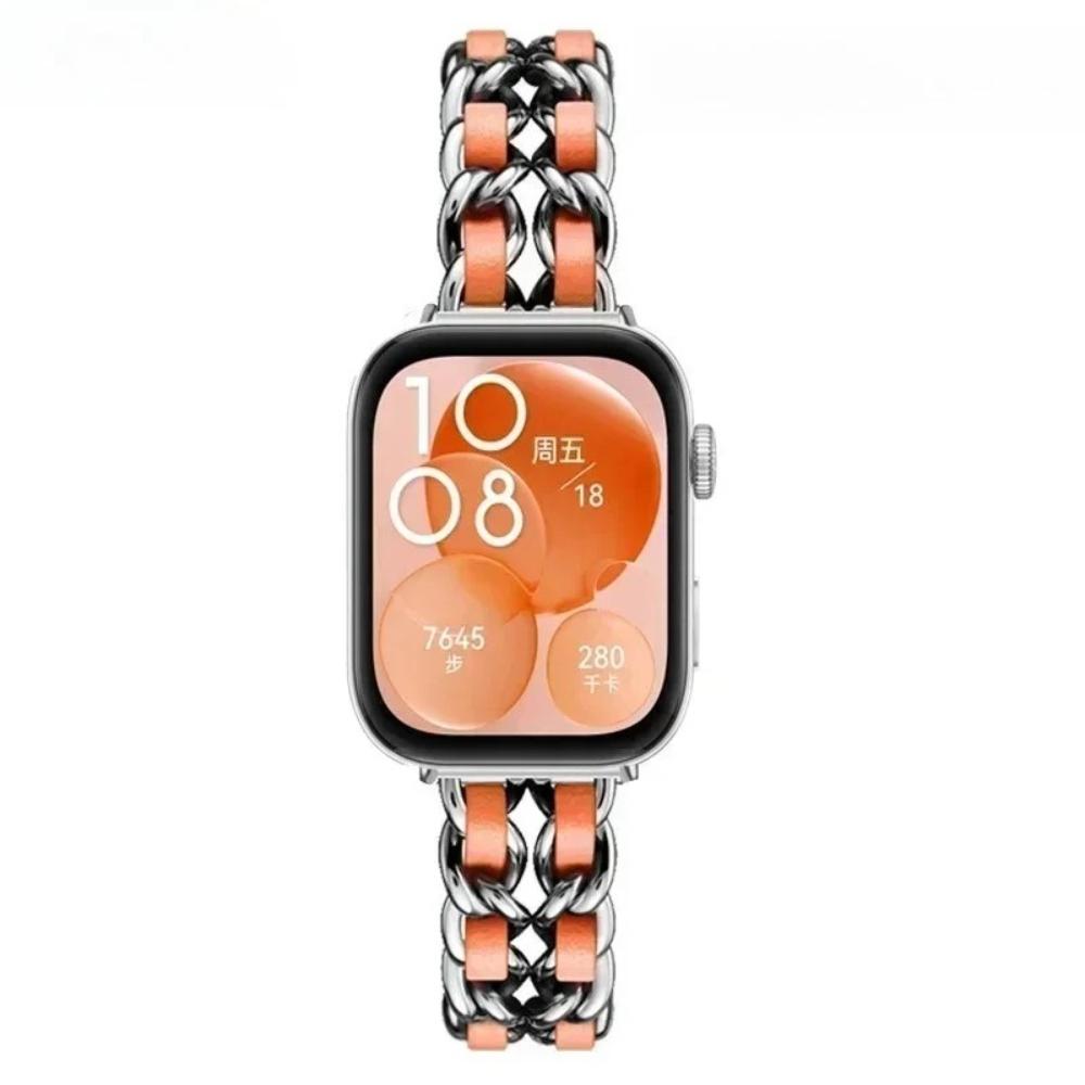 Metall-Gliederarmband für Huawei Watch Fit 4-Fit 3-Fit5 Armband Edelstahl Damen-Armband für Huawei Watch Fit 5Pro 4pro Correa Fit 5Pro/5/4Pro/4/3 orange/silber