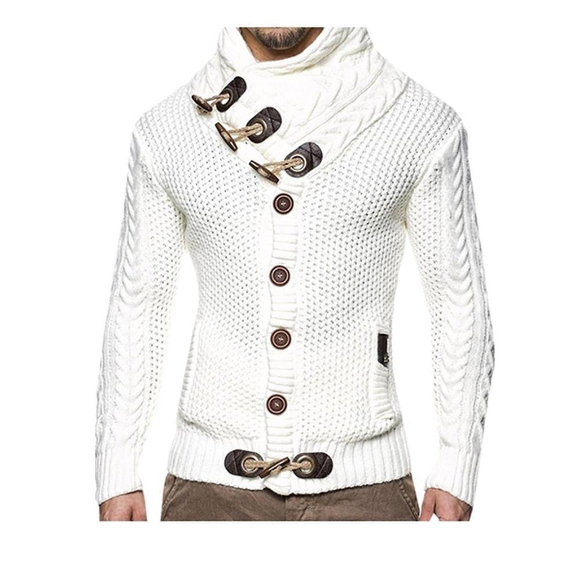 Pullover Mantel Herbst Winter Gestrickte Strickjacken Mäntel Männer XXXL weiß