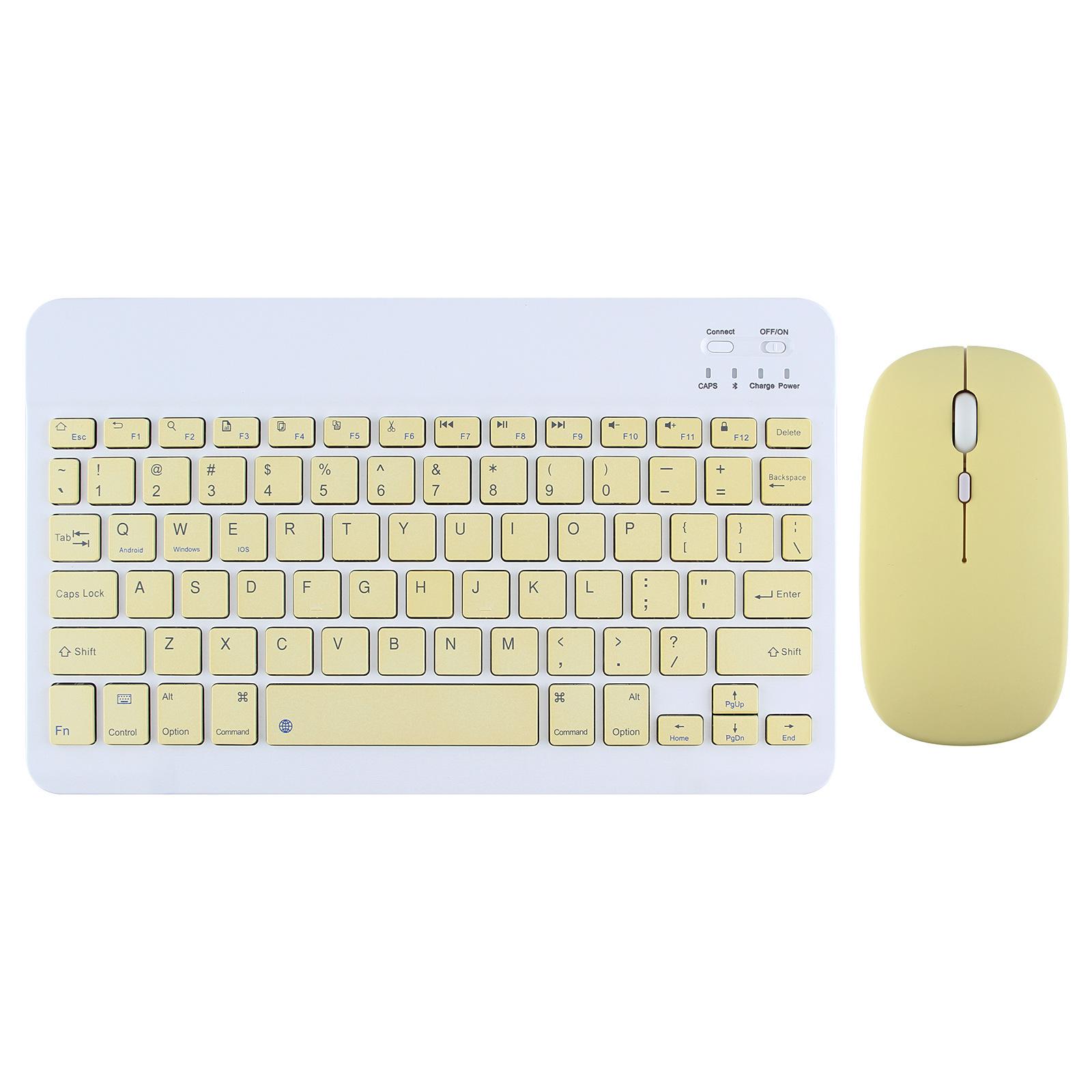 10 Zoll kabellose Tastatur und Maus, russische englische Tastatur für iPad Air Pro Tablet für Android IOS Windows English language gelb