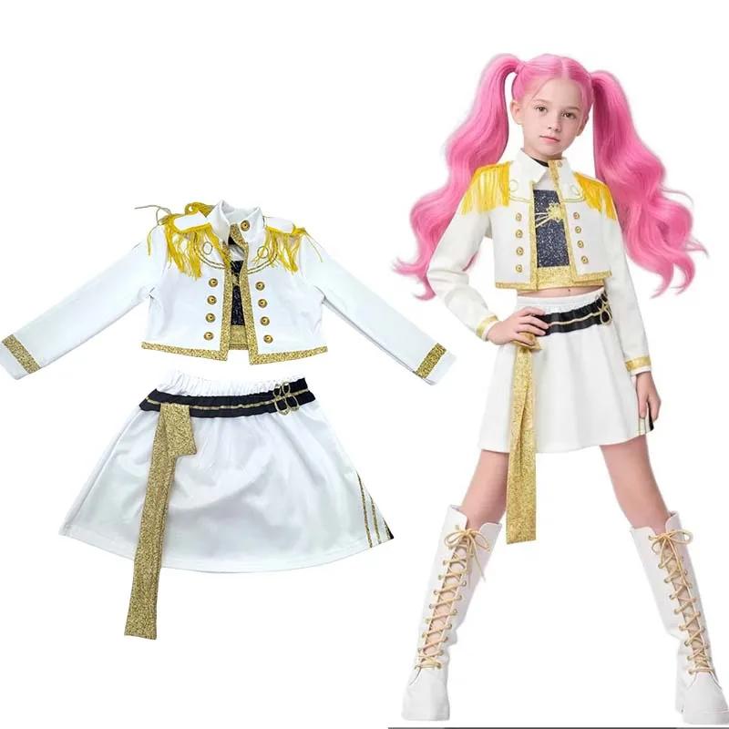 Film Rumi Cosplay Kostüme Halloween Anime Dämonenjäger Zoey Mira Uniform Druck Bühnen-Sänger Tanzkleidung Set 130