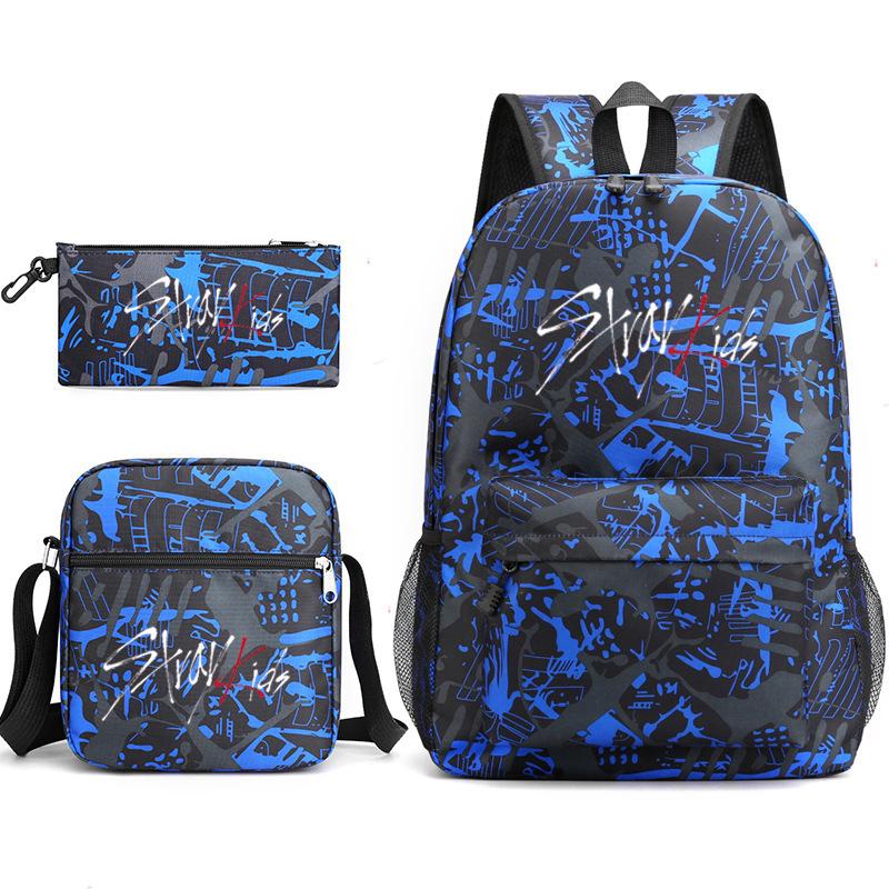 Stray Kids Kombinations-Peripherieartikel Gleicher Rucksack Rucksack Schüler Schultasche Federmäppchen Dreiteiliges Set Männer und Frauen three-piece set