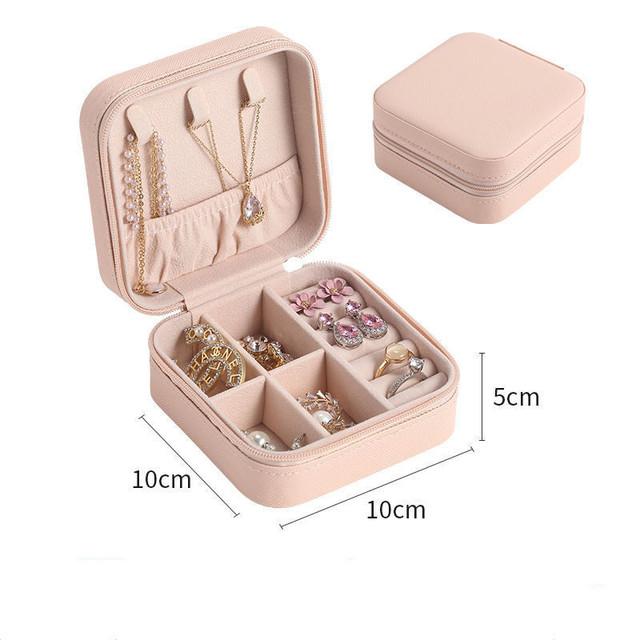 Schmuck Organizer Box Tragbare Haushalts Reise Lagerung Organizer Ohrring Halskette Ring Schmuck Lagerung Box für Frau Zubehör rosa