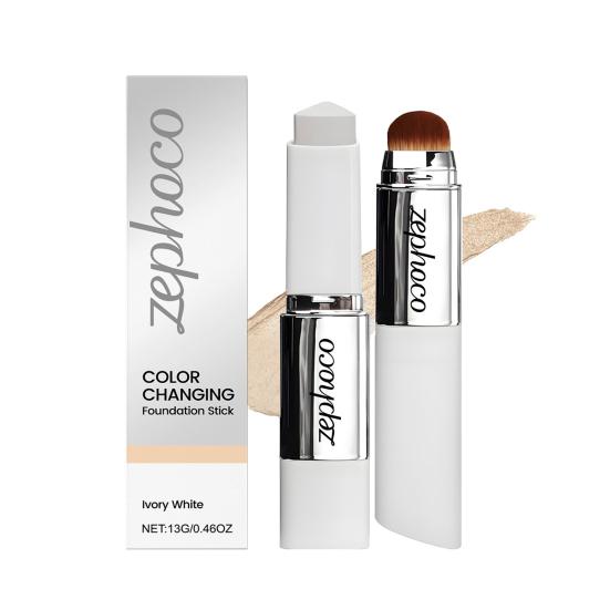 13G Farbwechselnde Foundation Stick Doppelkopf Foundation Stick mit Pinsel Leichte Feuchtigkeitsspendende Vollabdeckung Concealer Creme Stick