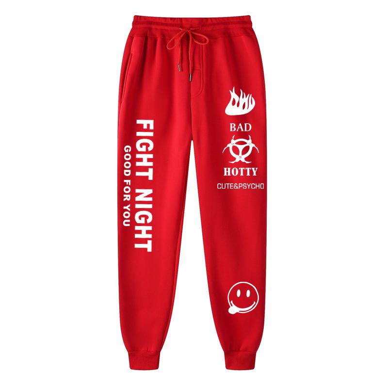 2022 herbst winter Brief Drucken Jogginghose Baggy Hosen Frauen Jogger Harajuku Bleistift Hose Hosen Mittleren taille Schweiß Hosen 2XL rot