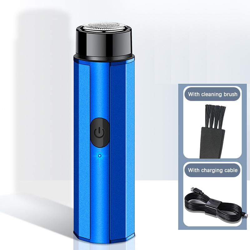 2022 Mini-Elektrorasierer für Männer, tragbarer elektrischer Rasierer, Bart, USB-Rasierer blau