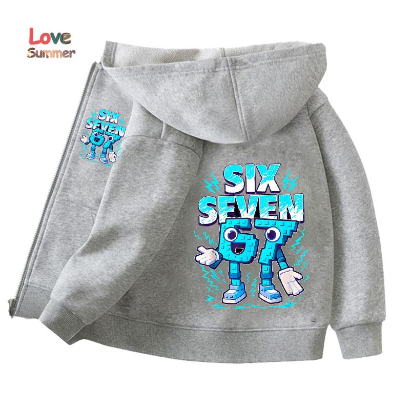 Jungen Mädchen Unisex Jacke 67 Reißverschluss Hoodie Six Seven Italian Brainrot Steal A Brainrot Kapuzenpullover Lässiges Dünnes Oberteil Kinderbekleidung Geschenk 150 white