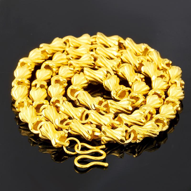 Vergoldeter Schmuck Herren Gold Halskette Sand Gold Schmuck Auto Blume Knochen Halskette