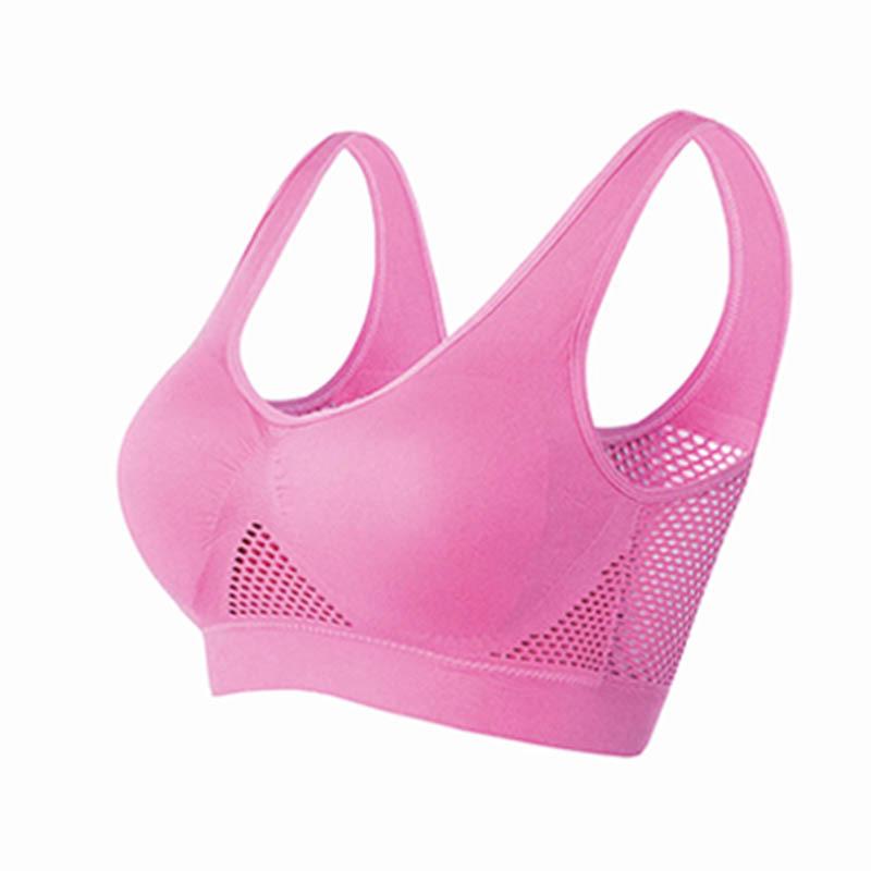 Plus Größe S-6XL Frauen Yoga Sport-Bh Atmungsaktiv Fitness Lauf Aktive Weste Gepolsterte Crop Tops Unterwäsche Gym Yoga Top Bhs 5XL rosa