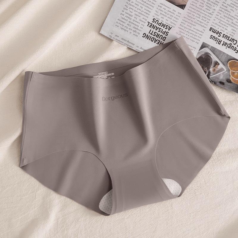 Höschen Damenunterwäsche Antibakterielle hautfreundliche Eisseide Große Größe Hochelastische Dreieckshöschen aus Nylon mit mittlerer Taille XL kaffeebraun