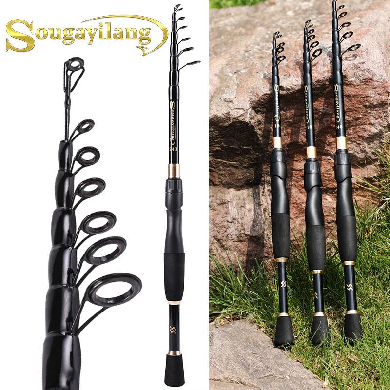 Teleskop-Angelrute, 1,8–2,4 m, 99 % Kohlefaser, Spinn-Angelrute für Reisen, Outdoor, Bass-Pesca-Angelruten 2.4 m schwarz