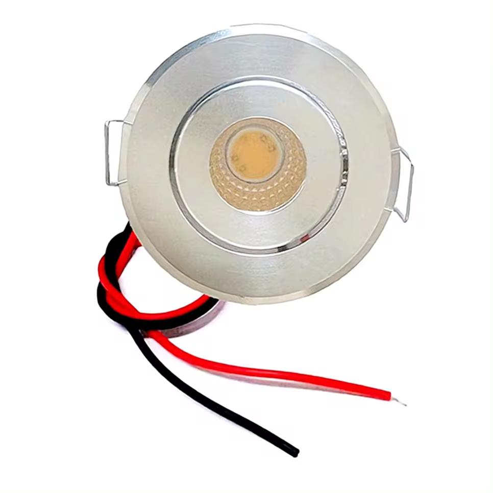 12V COB LED Einbaustrahler Mini Deckenleuchte 3W Einstellbar Treiberfrei Einbaustrahler Vitrine Schrank Einbauleuchte Weißes Gehäuse Silver Shell warm weiße