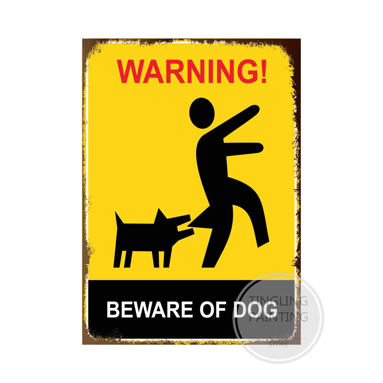 Warnung Hund Metall Blechschilder Vintage Poster Vorsicht vor Hund Retro Blechschilder Wandaufkleber für Garten Familie Haus Tür Dekoration 20x30cm
