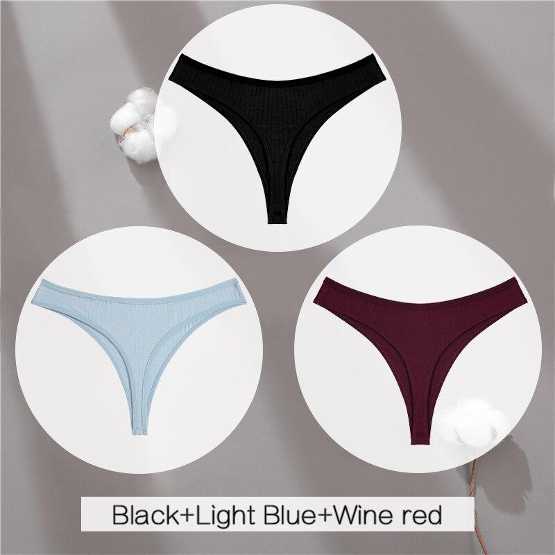 FINETOO 3Pcs Frauen Sexy Low-rise Höschen 95% Baumwolle Tangas G-string Unterwäsche Dessous Frauen Slip Sexy Dessous einfarbig Hosen L