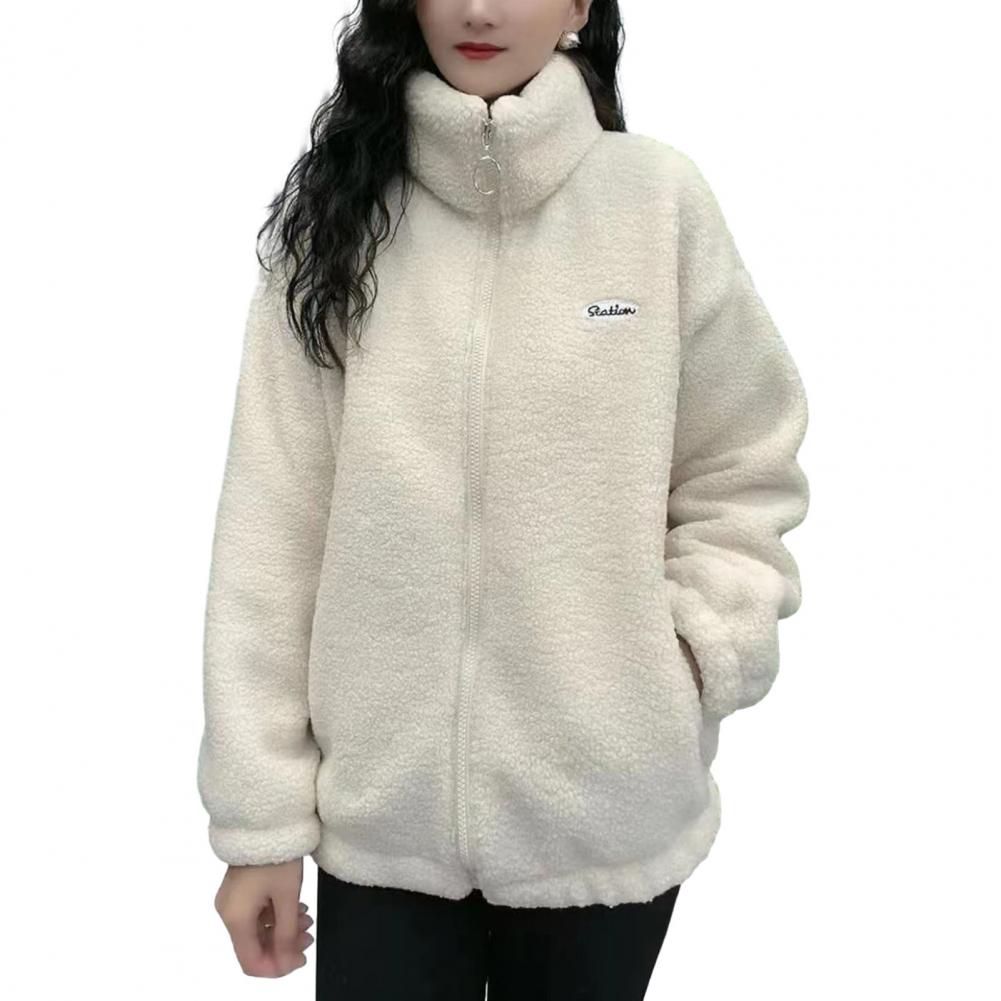 Herbst Winter Fleece Flauschige Jacke Streetwear Harajuku Fuzzy Zipper Mantel Frau Leichte Jacke Plüsch Warme Jacke Mantel XXXXL weiß