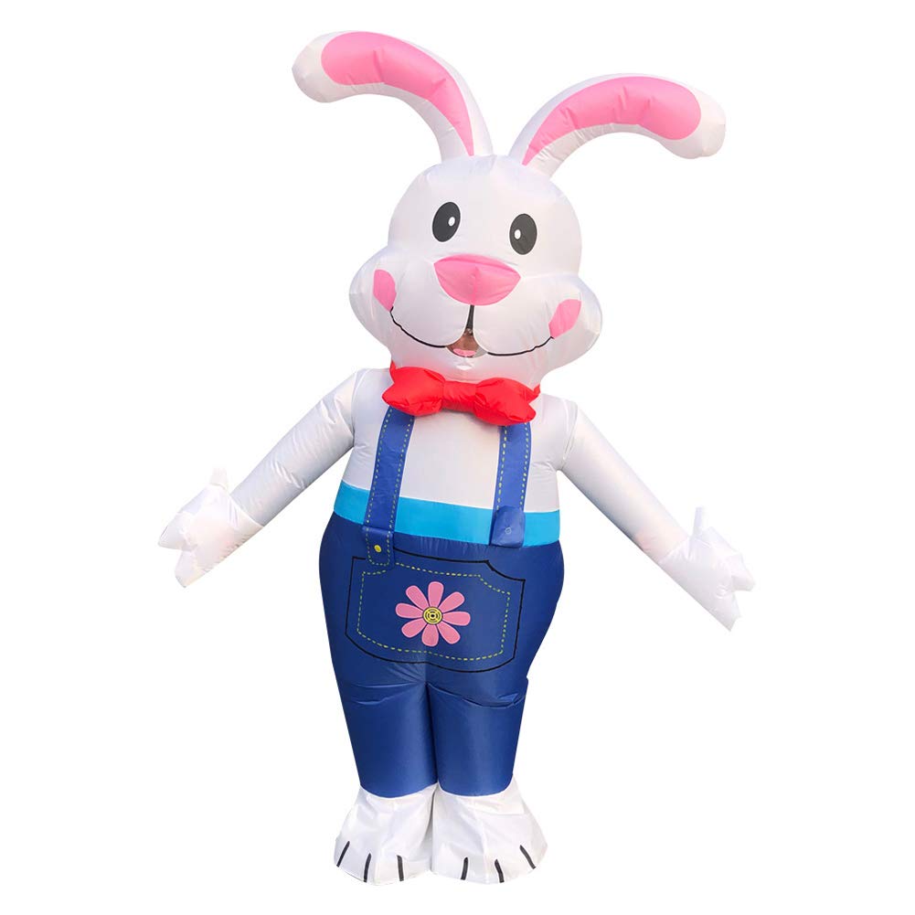 Aufeeky Hase Tier Halloween Spaßkostüm für Tier Hase Kigurumi, Kostüm, Cosplay, Erwachsener, Aufblasbar, Leichtgewicht, Einteiler, Erwachsene, white