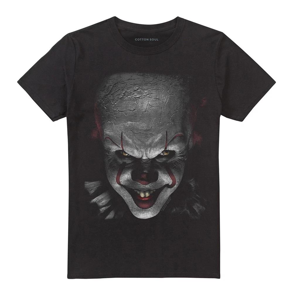 Es Pennywise der Clown Großes Gesicht Unisex 100% Baumwolle T-Shirt Herren T-Shirts Oberteil S-5XL, Schwarz 4XL