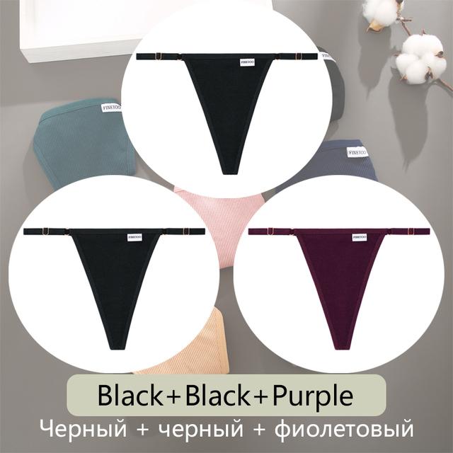 FINETOO 3 Teile/satz Nahtlose Baumwolle Tanga Einstellbar Niedrige Taille Frauen Tangas Sexy T-back Damen Bikini Unterwäsche G-String Wäsche XL