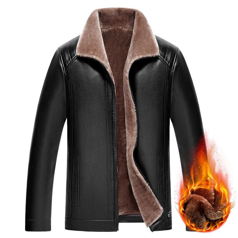 Plus Size Lederjacke Herbst und Winter Herrenjacke Plus Samt Dicke Lederjacke Herren XXXL