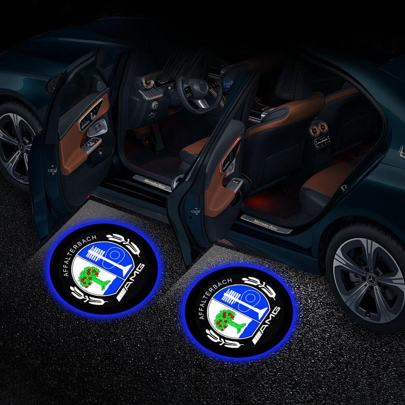 2 Stück/Set HD LED Begrüßungslicht Autotür Projektorlampen Autozubehör Für Mercedes Benz C63 W117 Cla45 W205 W212 E63 W207 W176 A45 X156 Gla45 AMG Apple black
