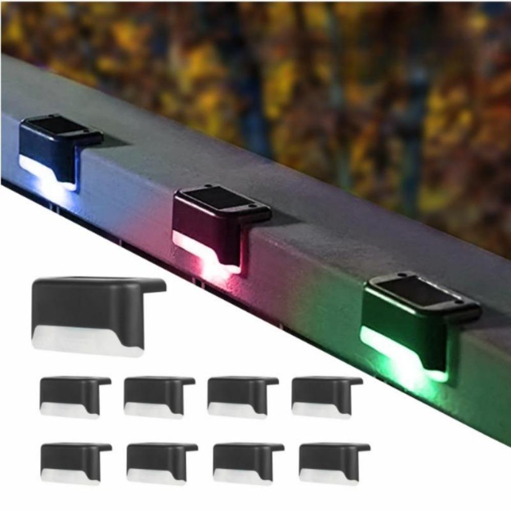 4000LM LED Solar Deckleuchten Außen Solarweg Gartenleuchte Wasserdicht Solar Stufenleuchten Dekoration für Terrasse Treppe Zaun Hof colored light-6pcs