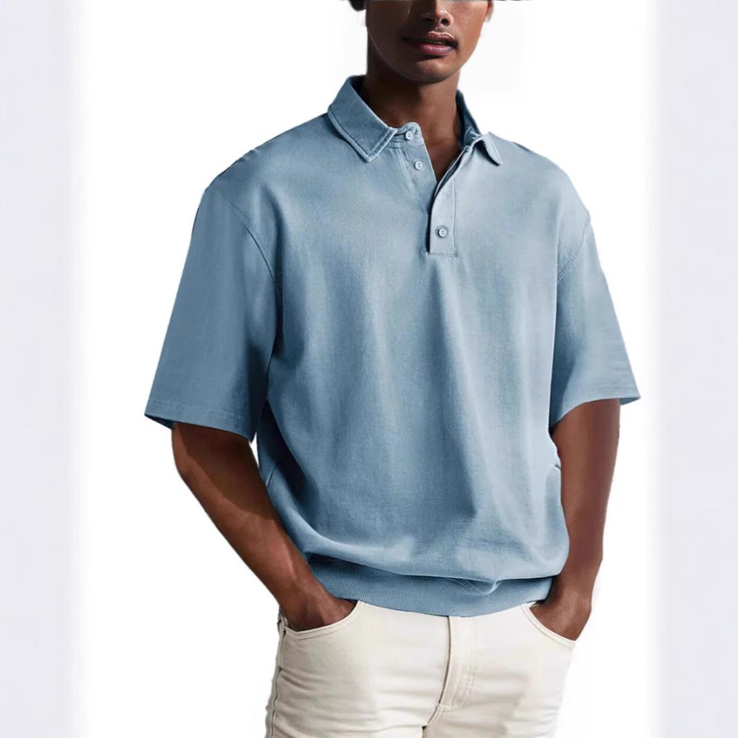 2025 Herren Kleidung Frühling Sommer Herren Casual Mode Poloshirts Herren Kurzarm Stehkragen Poloshirt Herren Slim Fit Poloshirt M himmelblaue