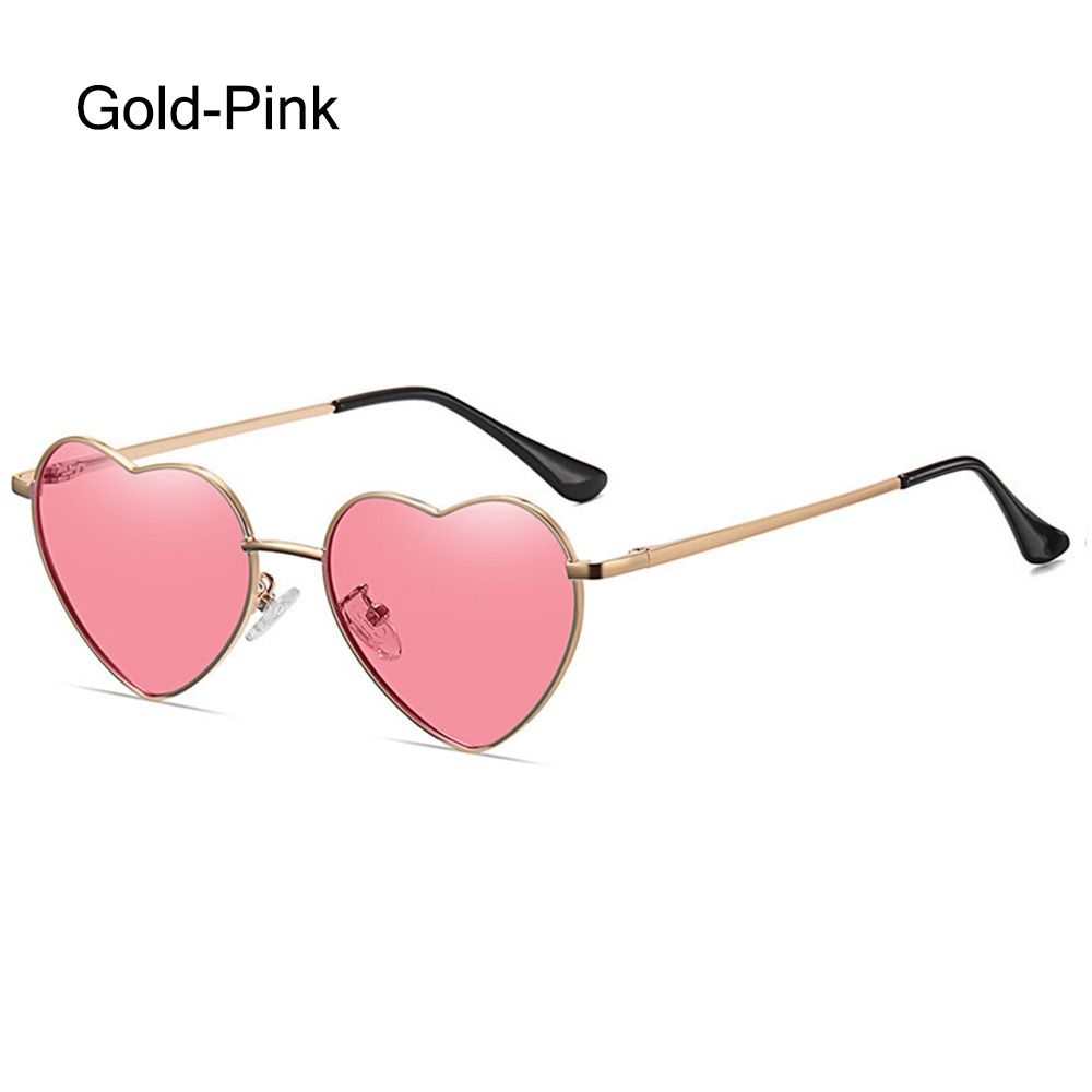 Vintage Metallrahmen Ausgefallene Accessoires Herz Sonnenbrille 90er Jahre Brille Herzförmige Sonnenbrille Shades Gold-Pink