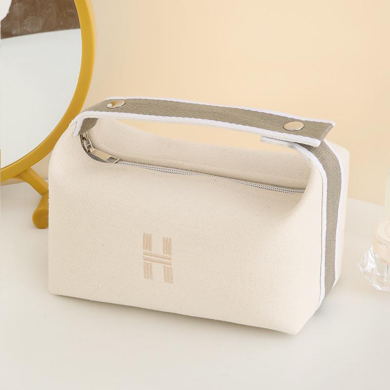 H House Canvas Reise-Kosmetik- & Make-up-Tasche: Tragbare Damen-Lunchbox & Kosmetik-Aufbewahrungshandtasche