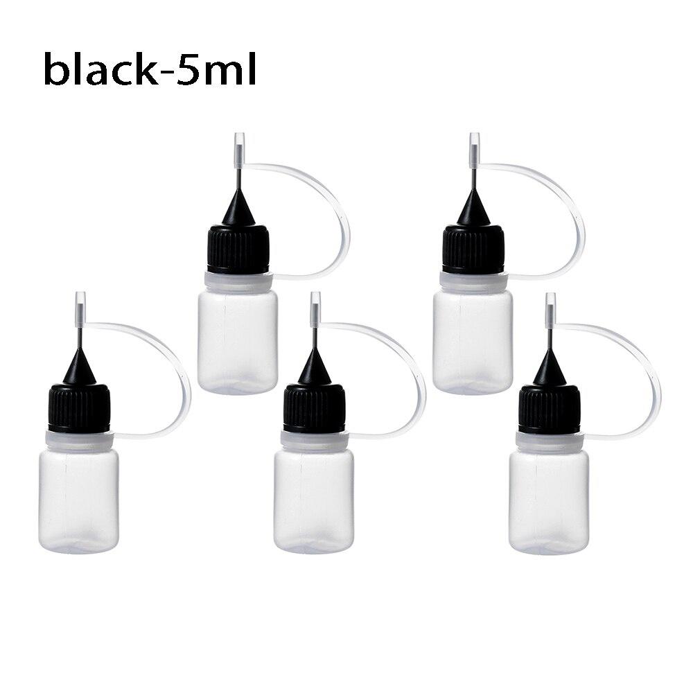5 teile/satz 5/10/20/30/50/100 ML Nadelspitze Kleber Applikator Flasche für papier Quilling DIY Scrapbooking Papier Handwerk Werkzeug 5ml schwarz