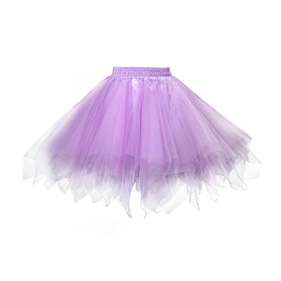 Damen Tüllrock 1950er Jahre Vintage Erwachsene Ballett Krinoline Tutu Rock Flauschiger Prinzessin Petticoat Unterrock Tanzkleid für Cosplay Party Karneval violett
