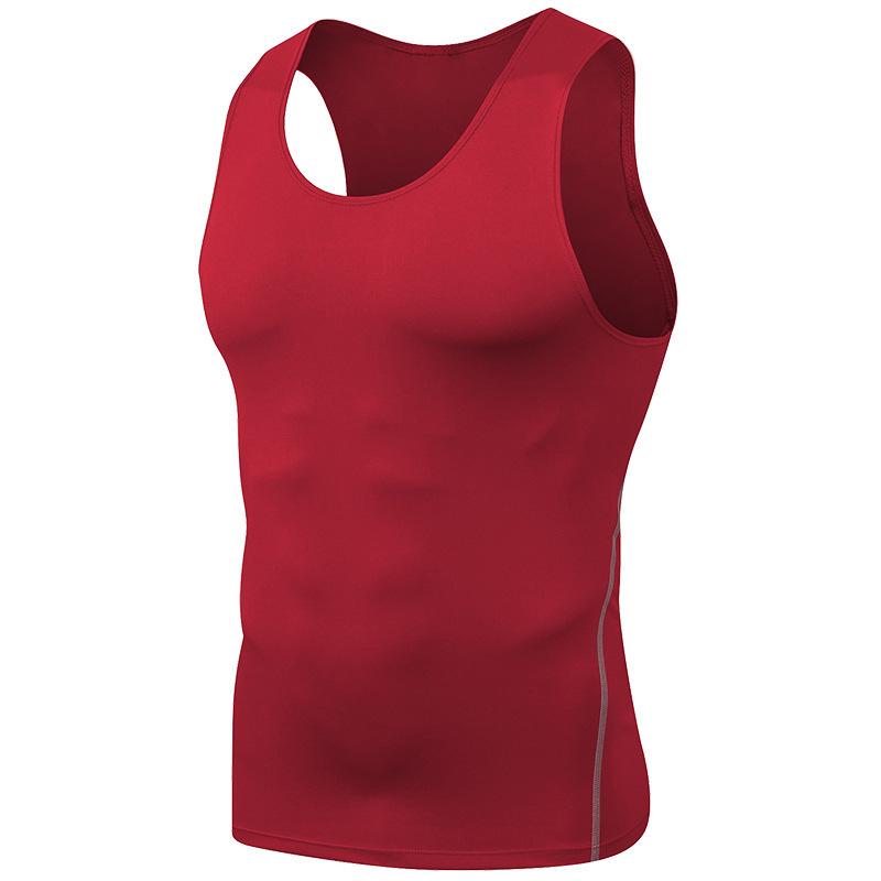 Schnell trocknendes Herren-Kompressionsshirt zum Abnehmen, Body Shaper, Weste, Workout-Tanktops, Bauchmuskel-Unterhemden M rot