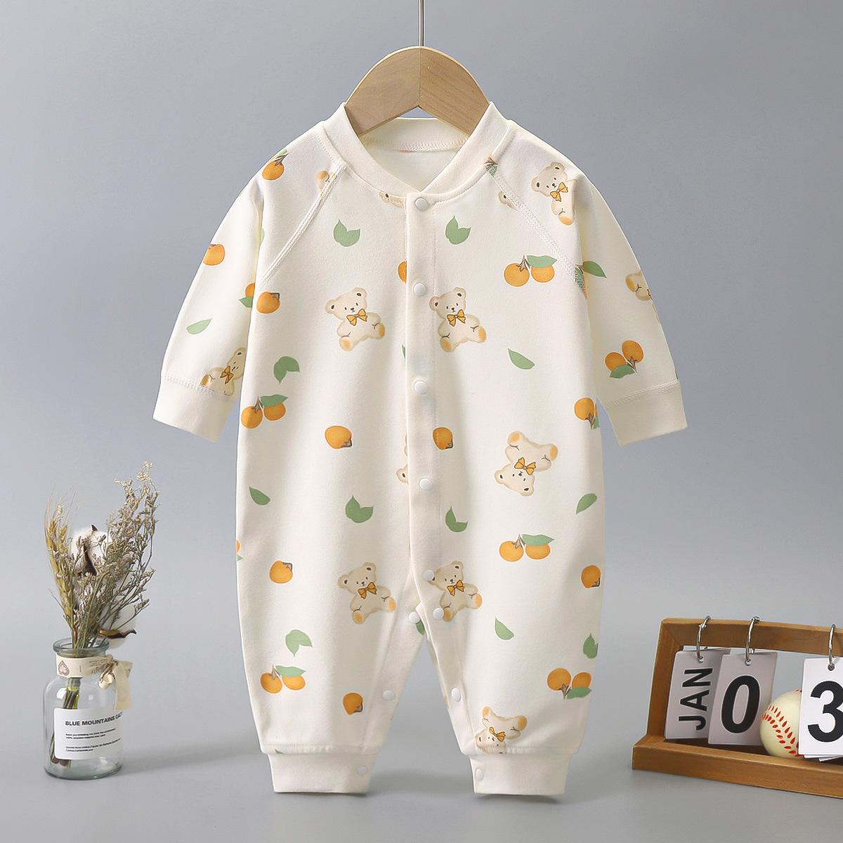 Herbst Baby Junge Mädchen Langarm Baby Onesies 100% Baumwolle Baby Krabbeln Frühling Kleidung Ohne Knochen Einreiher Kleidung 73cm white
