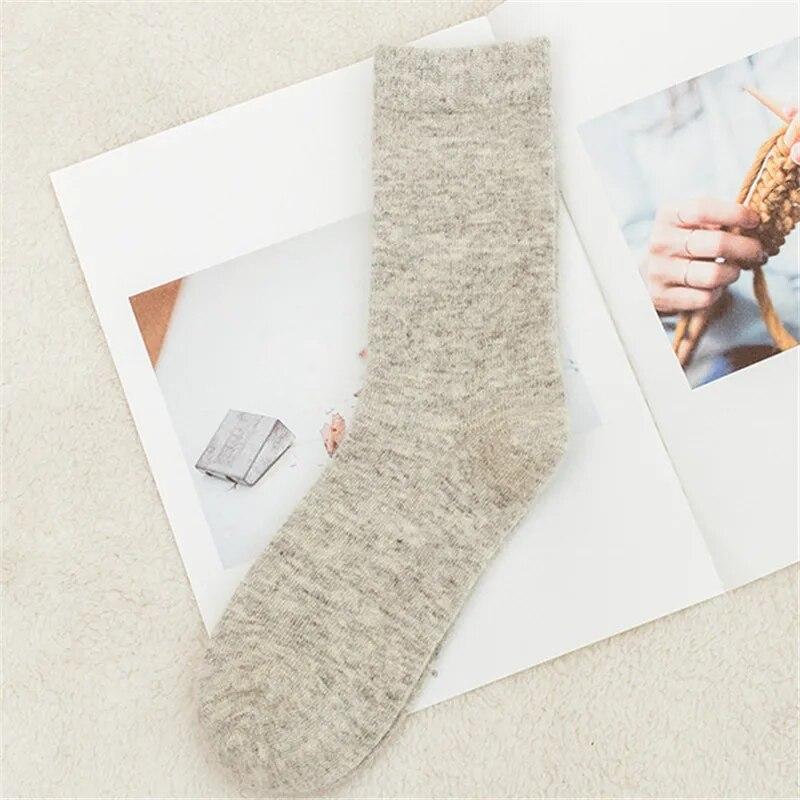 Reine Farbe Warme Winter Socken Angora Kaninchen Haar Weibliche Verdickung Wolle Socken Baumwolle Socken Kaninchen Wolle Socken Winter One Size grau