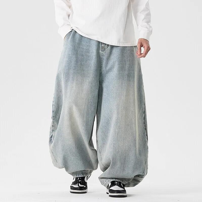 Streetwear Herren Weite Jeans Harajuku Baggy Jeans Herren Lässig Übergroße Jeanshosen Herren Mode Große Größe 5XL hellblaue